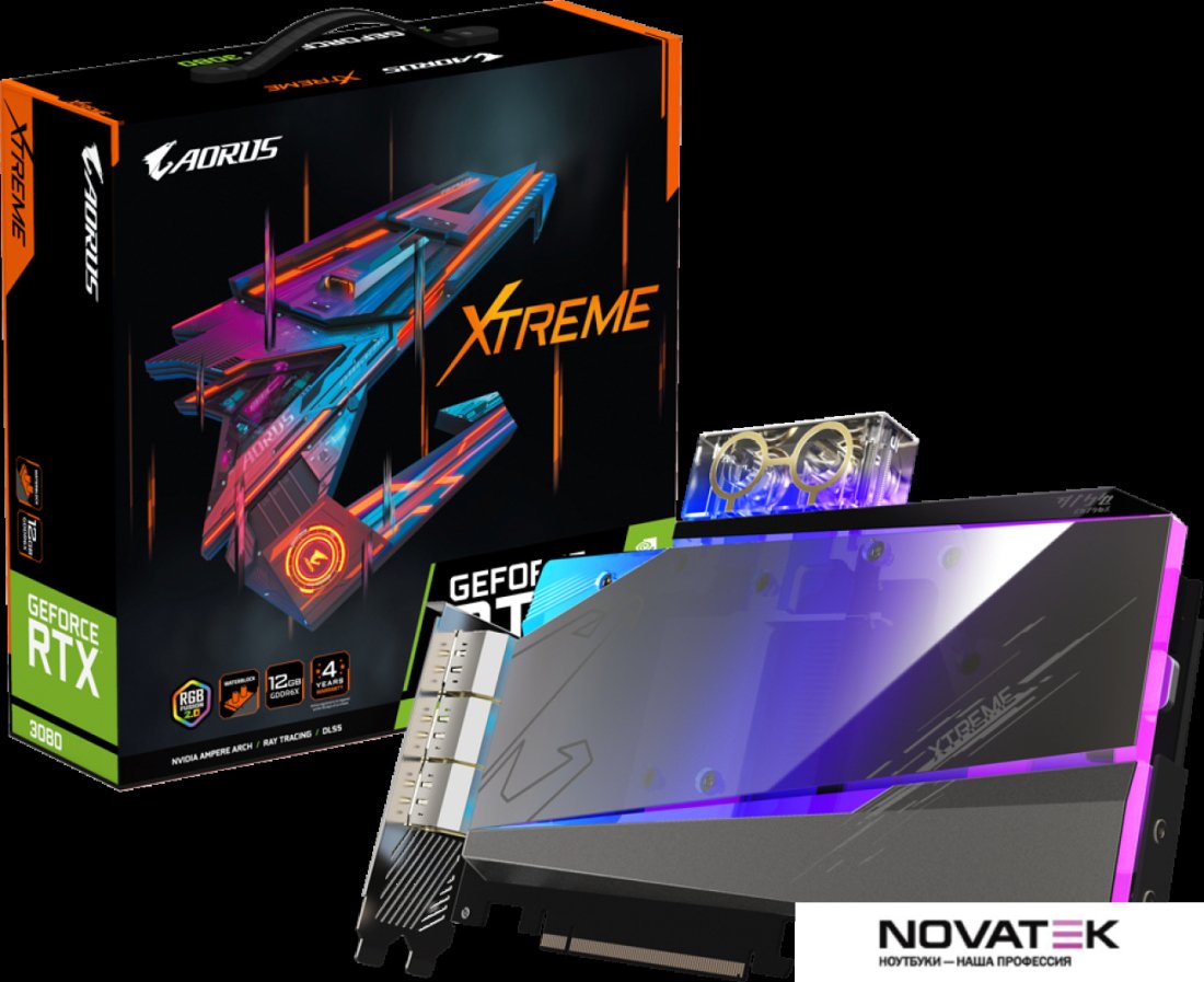 Видеокарта Gigabyte Aorus GeForce RTX 3080 Xtreme Waterforce WB 12G