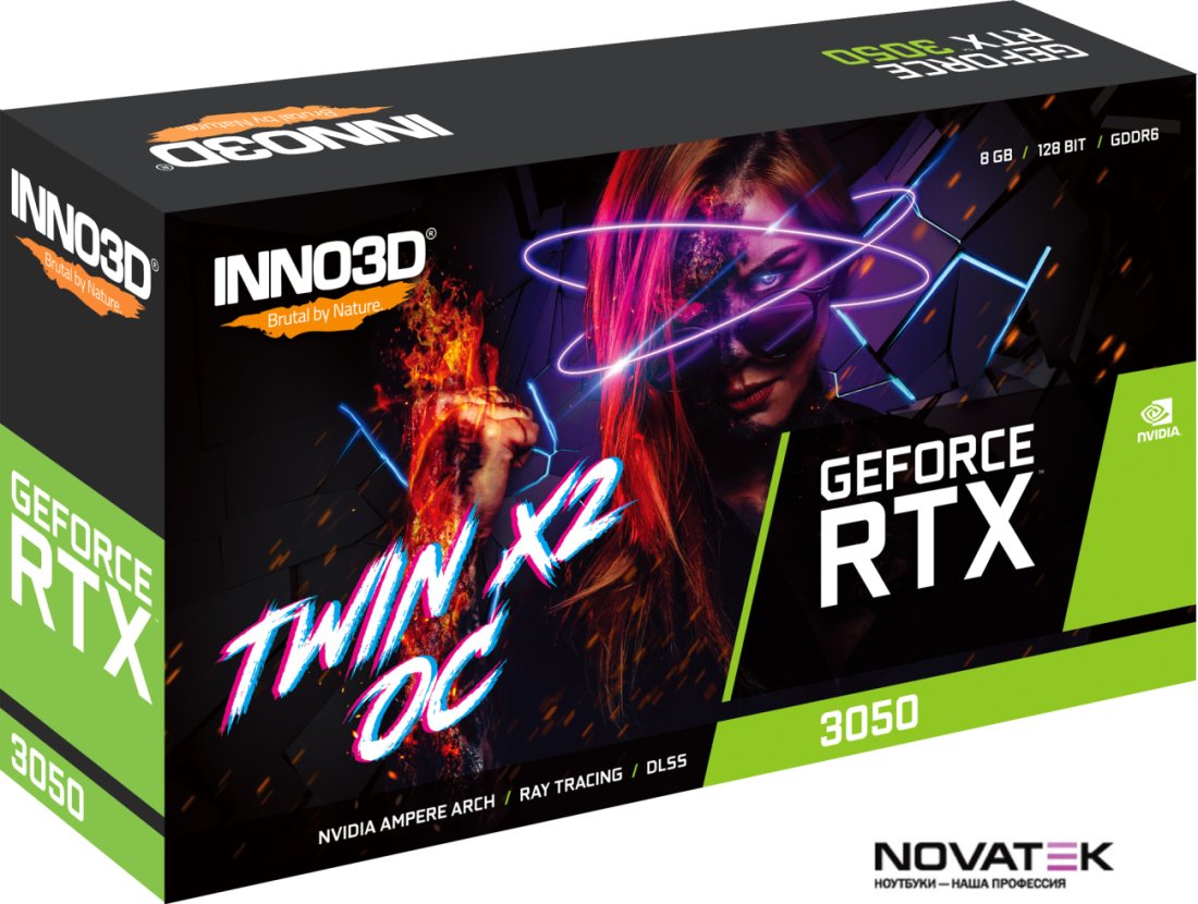 Видеокарта Inno3D GeForce RTX 3050 Gaming OC X2 N30502-08D6X-11902120