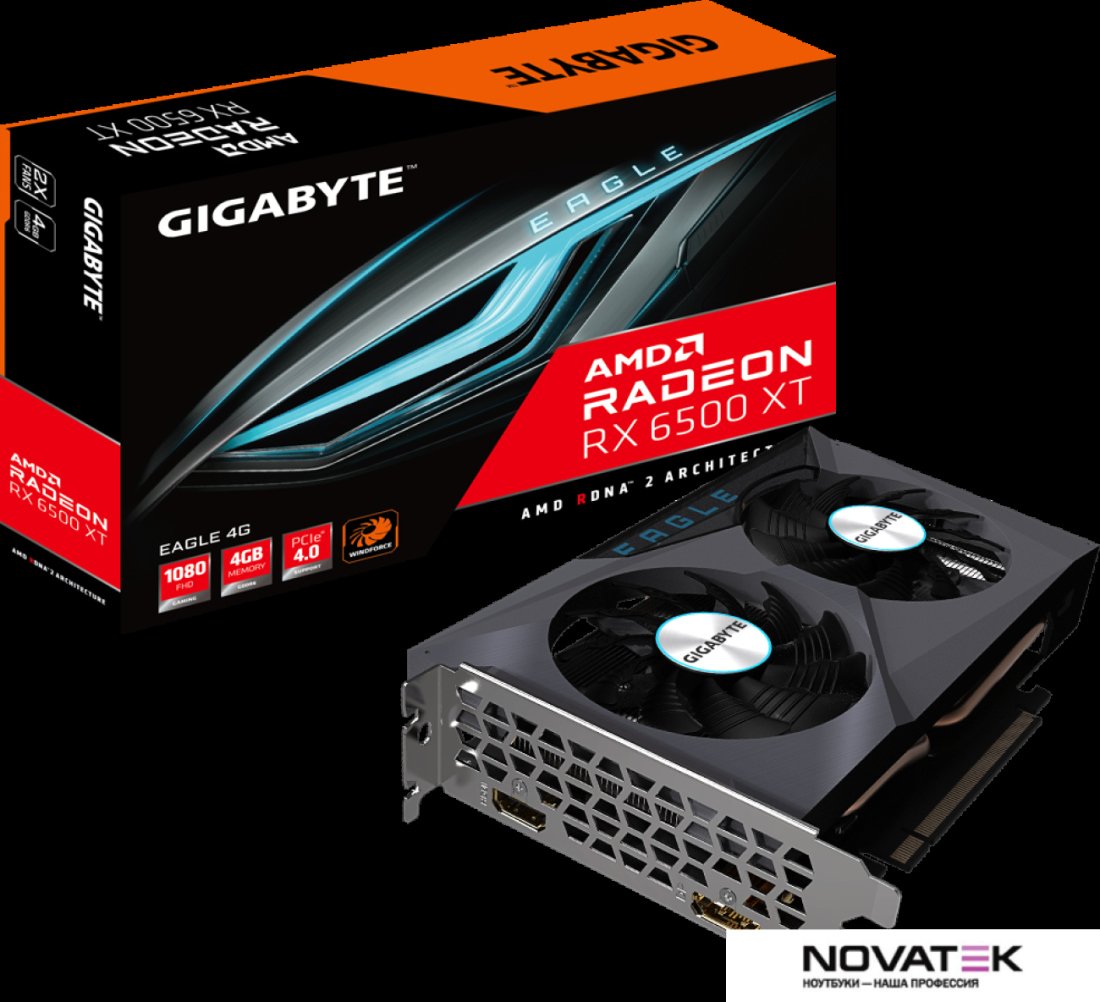 Видеокарта Gigabyte Radeon RX 6500 XT Eagle 4G GV-R65XTEAGLE-4GD