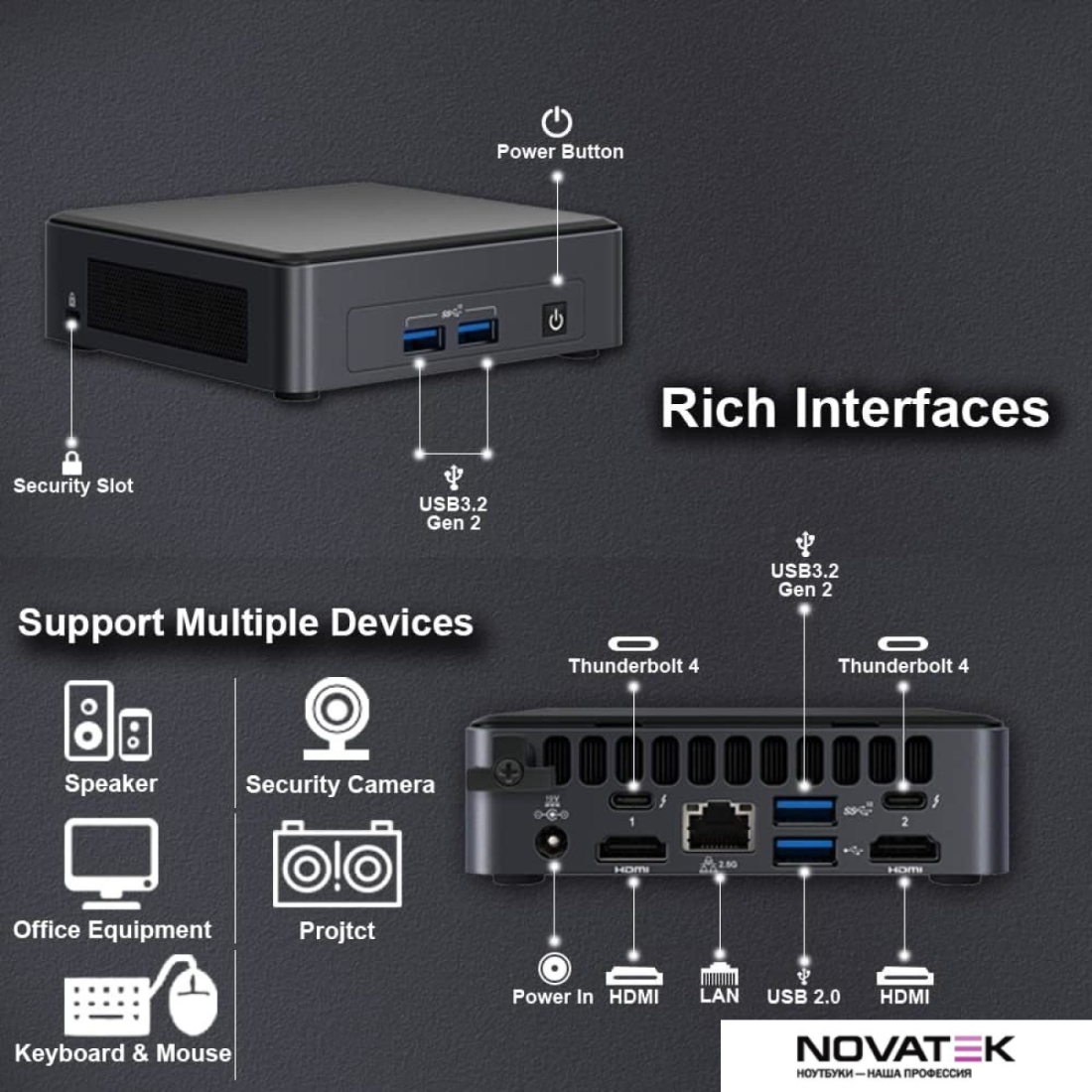 Компактный компьютер Intel NUC 11 Pro Kit BNUC11TNKI50000