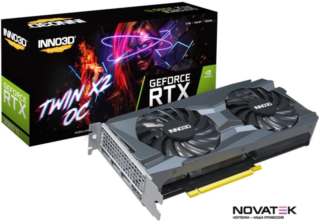 Видеокарта Inno3D GeForce RTX 3060 Ti Twin X2 OC LHR 8GB N306T2-08D6X-119032DH