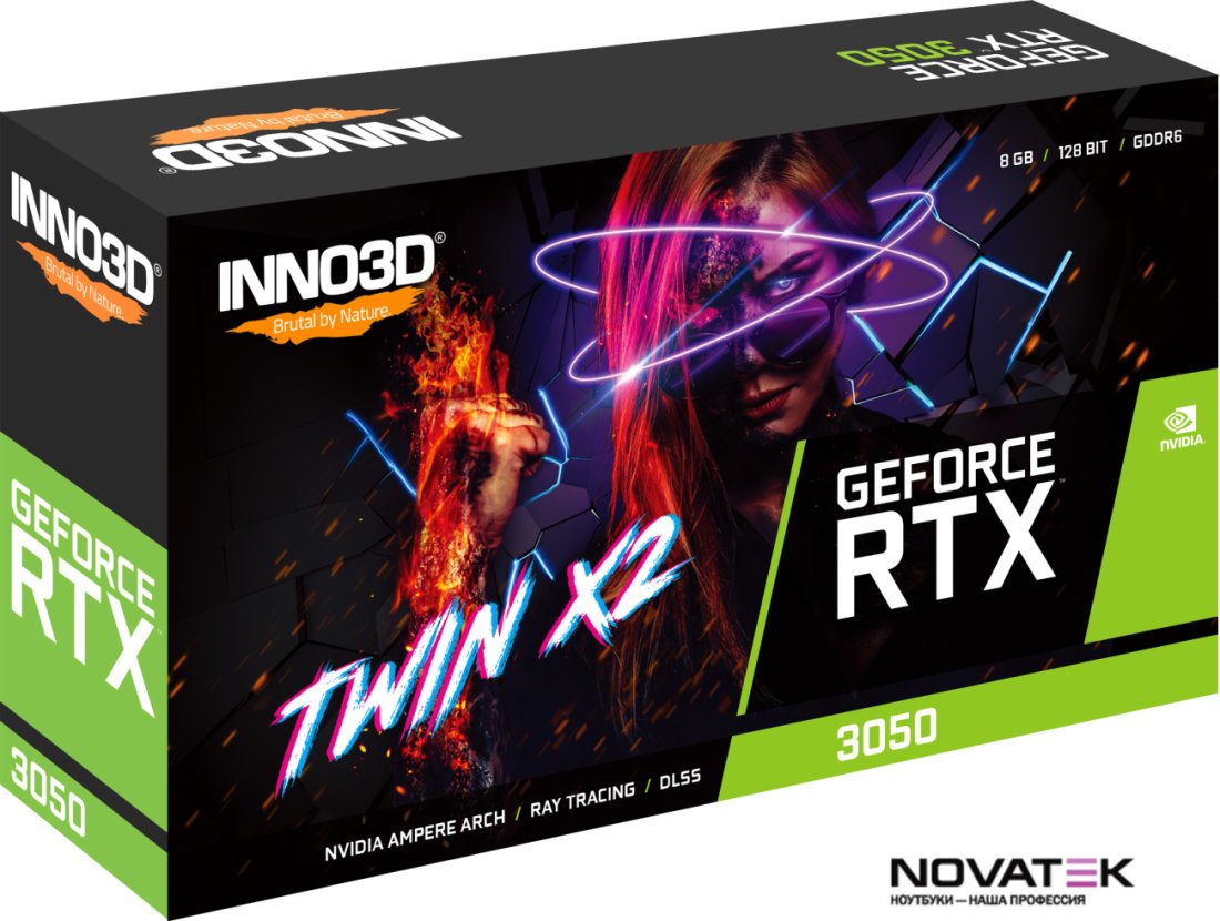 Видеокарта Inno3D GeForce RTX 3050 Twin X2 N30502-08D6-1190VA42