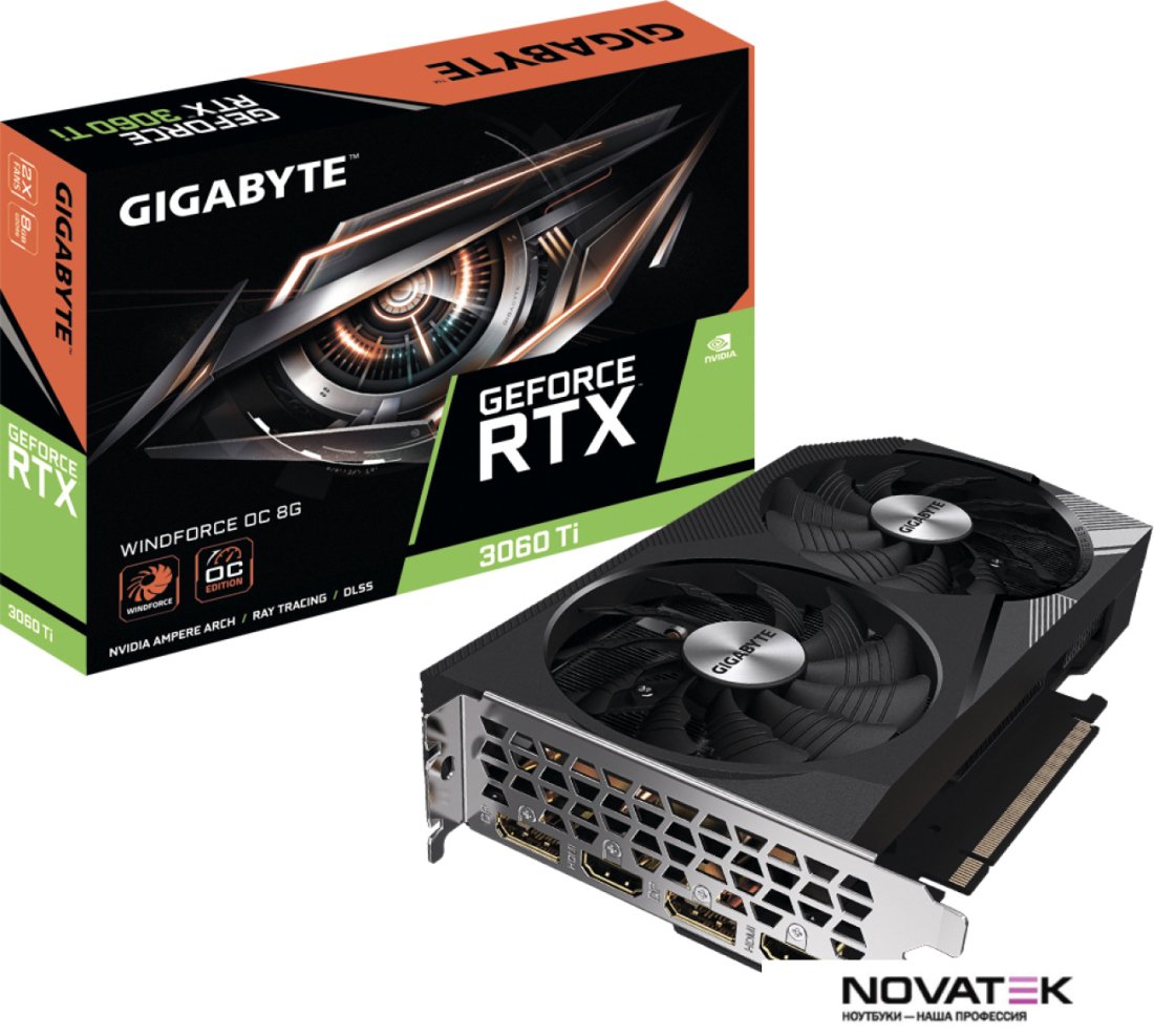 Видеокарта Gigabyte GeForce RTX 3060 Ti Windforce OC 8G GV-N306TWF2OC-8GD