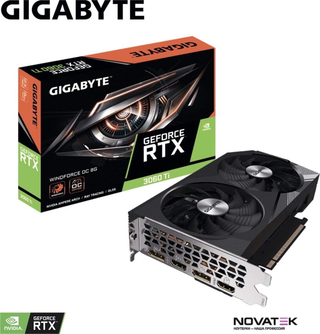 Видеокарта Gigabyte GeForce RTX 3060 Ti Windforce OC 8G GV-N306TWF2OC-8GD