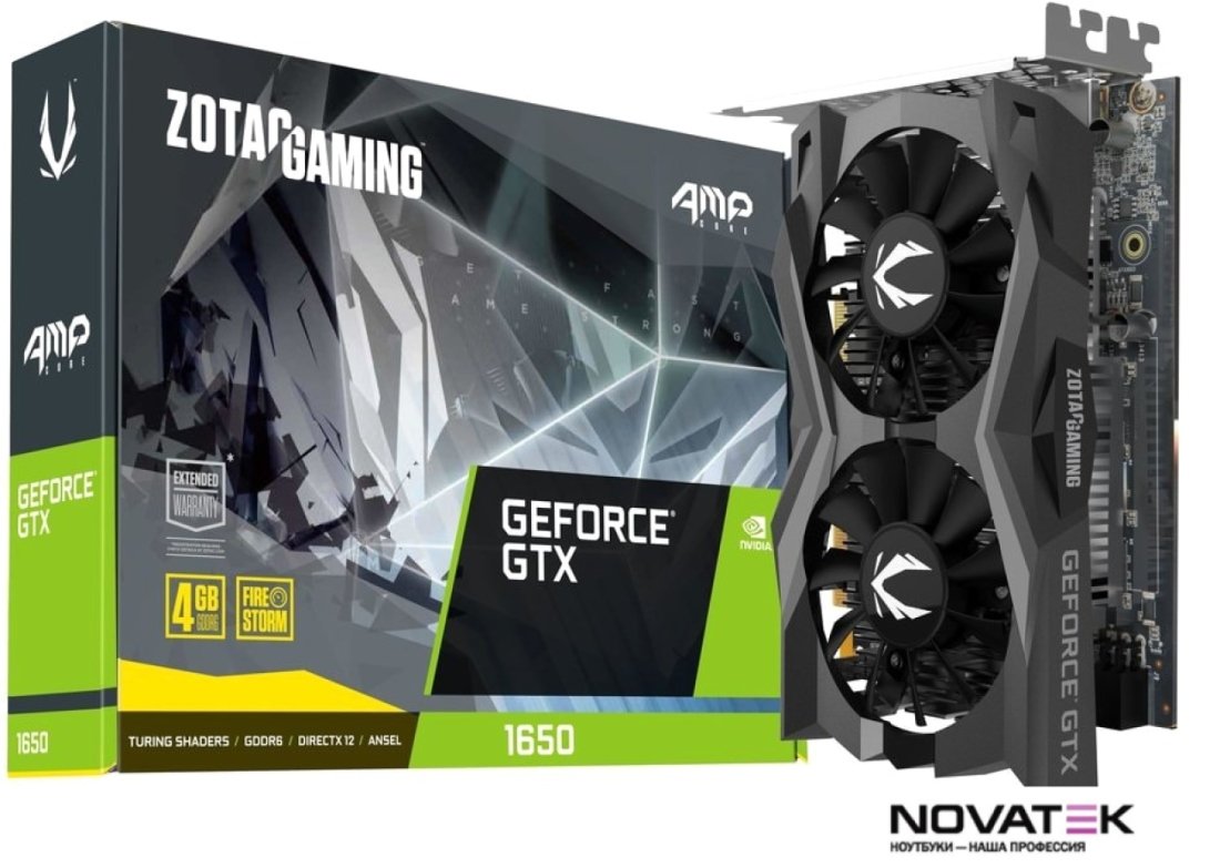 Видеокарта ZOTAC Gaming GeForce GTX 1650 AMP Core 4GB GDDR6 ZT-T16520J-10L