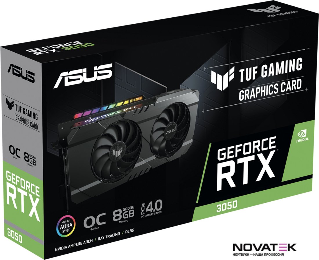 Видеокарта ASUS TUF Gaming GeForce RTX 3050 OC Edition 8GB GDDR6 TUF-RTX3050-O8G-GAMING